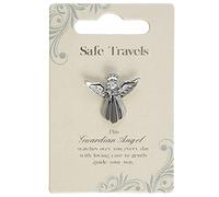 Piexon Angel Pin "Safe Travels" – Silver Coloured with Gem Stone – Sentimental Gift