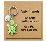 Safe Travels Turtle Keychain - Cute Green Turtle Charm with Inspirational Card, "You've Got This" Positive Quote Keyring, Encouragement & Good Luck Gift for Travelers, Friends, Family, Road Trip, Movi