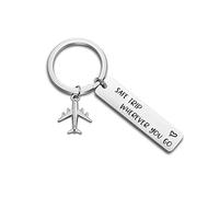Safe Trip Wherever You Go Keychain Safe Travels Keychain Flight Attendants Gift Pilot Jewelry Aviation Gift (keychain)