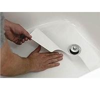 Safe Way Traction 16" X 40" White Adhesive Vinyl Anti Slip Non Skid Safety Bath Mat with Drain Cut Out