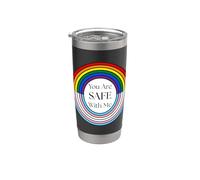 Safe with Me Pride Transgender Rainbow Flag Retro Circle Stainless Steel Insulated Tumbler