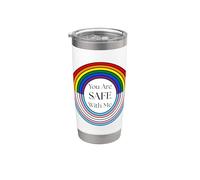 Safe with Me Pride Transgender Rainbow Flag Retro Circle Stainless Steel Insulated Tumbler