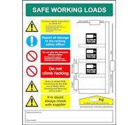 Safe Working Loads Cantilever Racking Signs - 400mm x 300mm 1.2mm Rigid Plastic Case (Pack of 10)
