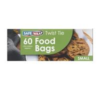 Safe Wrap - 240 Pack Small Food Bags 178x229mm - With Twist Ties, 4 Rolls of 60, Strong Clear Plastic, For Snacks, Sandwiches, Fruit, Vegetables, Kitchen Food Storage, Freezer & Fridge