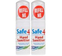 Safe4 Alcohol-Free Hand Sanitiser - Bactericidal & Virucidal Foam for Effective Protection - 50ML (Pack of 2)