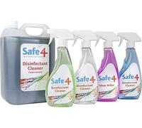 Safe4 Disinfectant Pack - 5L Disinfectant (Apple) 3 x 500ml Disinfectant Spray (Apple, Freshmint & Odourless), 1 x Odour Killer 500ml