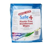 Safe4 Disinfectant Wipes - Eco-Friendly Biodegradable Fabric, Apple Scented Formula, Kills Viruses & Bacteria