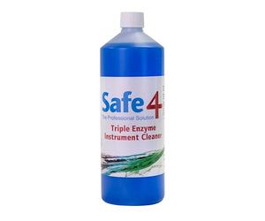 Safe4 Triple Enzyme Instrument Cleaner - Enzymatic Pre-Soak for Medical, Dental, Tattoo & Grooming Tools - Non-Foaming Ultrasonic Cleaner Solution (1:100 Concentrate) (1L)