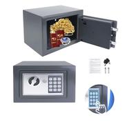 Safebox 4.6L Steel Digital Safe Box, Home Office Money Safe with Key and Pin Code, Digital Deposit Box for Money Document Jewelry, 23 X 17 X 17 CM, Grey