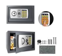 Safebox Steel Digital Safe Box, 8.5L Money Cash Safety Box with Key and Password Lock Electronic Security Safe, Fireproof Safe for Home Business Office Hotel, 19.5 x 31 x 19.5 cm, Grey
