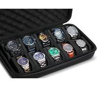 SAFEBUDDY 10 slot Watch storage box, hard watch travel case bag with soft pillow, watch display organizer, fit watches up to 60mm face