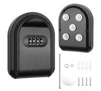 SafeColdairsoap Magnetic Key Holder with Lock, Magnetic Key Lock Box Hidden Under Car Secure 4 Digit Combination with Resettable Cord for Car Key/Door Key for Indoor Outdoor Store (Black)