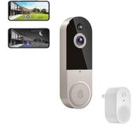 Safedoorbell the Smarter Way to Protect Your Home, Wireless Wi-Fi Video Doorbell Camera Ai Motion Detection, 2-Way Audio, Motion Detection, Night Vision, Cloud Storage, for Outdoor (Beige-T,Plug)