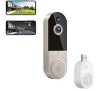 Safedoorbell the Smarter Way to Protect Your Home, Wireless Wi-Fi Video Doorbell Camera Ai Motion Detection, 2-Way Audio, Motion Detection, Night Vision, Cloud Storage, for Outdoor (Beige-T,USB)