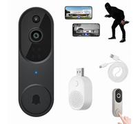 Safedoorbell - the Smarter Way to Protects Your Home,1080p Safe Doorbell Camera Wireless,Smart Wifi Video Doorbell Camera With Chime,AI Motion Detection Night Vision Door Bell No Monthly Fee (Black-B)