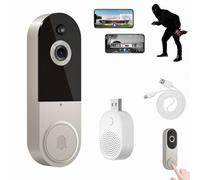 Safedoorbell - the Smarter Way to Protects Your Home,1080p Safe Doorbell Camera Wireless,Smart Wifi Video Doorbell Camera With Chime,AI Motion Detection Night Vision Door Bell No Monthly Fee (White)