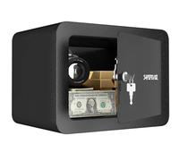 SAFEFEVER Small Safe,Fireproof Safety Box with Key,Mini Safe Box for Money,Money Box for Cash,Jewelry,Coin,Black