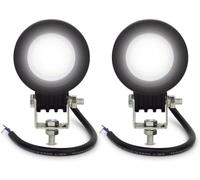 Safego 2 x 10W Motorcycle Headlight Round LED Pod Lights, Motorbike LED Headlight LED Driving Work Light Front Fog Light Lamp Additional Lights Flood Beam 12V 24V for 4x4 Tractor ATV Offroad Truck