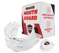 SafeGrin Premium Mouth Guard for Braces, Upper & Lower Teeth Protection for Sports, Football, Lacrosse, Hockey, Baseball, Comfortable Fit for Adults and Youth,