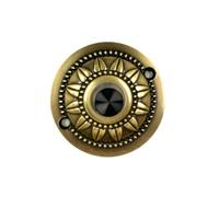 Safeguard Supply Doorbell Button 1651L Wired Doorbell Button - Beautiful Flush Mount Brass Door Bell Button 2 1/4 Inches Diameter - Black Halo LED Push Button Ringer - 8-24v Operation