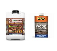 SAFEGUARD Woodworm & Rot Treatment 5 Litre Clear Soluguard Ready to Use & RUSTINS Wood Hardener 500ml for Rotted Wood