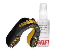 SAFEJAWZ Goldie Sports Mouthguard, Case and Cleaner Spray 50ml Bundle