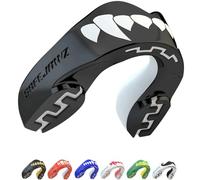 SAFEJAWZ Mouth Guard, Dual Layer Gum Shield for Adults with Case, Easy Fit Remouldable Gumshield for Rugby, Boxing, MMA, Hockey & All Contact Sports (Adult 12+ Years, Black Fangz)