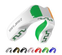 SAFEJAWZ Mouth Guard, Dual Layer Gum Shield for Adults with Case, Easy Fit Remouldable Gumshield for Rugby, Boxing, MMA, Hockey & All Contact Sports (Adult 12+ Years, Ireland Flag White)