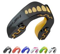 SAFEJAWZ Mouth Guard, Dual Layer Gum Shield for Adults with Case, Easy Fit Remouldable Gumshield for Rugby, Boxing, MMA, Hockey & All Contact Sports (Adult 12+ Years, Goldie Black)