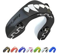 SAFEJAWZ Mouth Guard, Dual Layer Gum Shield for Juniors with Case, Easy Fit Remouldable Kids Gumshield for Rugby, Boxing, MMA, Hockey & All Contact Sports (Child <11 Years, Black Fangz)