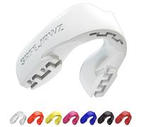 SAFEJAWZ Mouth Guard, Slim Fit Gum Shield for Adults with Case, Easy Fit Remouldable Gumshield for Rugby, Boxing, MMA, Hockey, Karate & All Contact Sports Mouthguard (Adult 12+ Years, White)