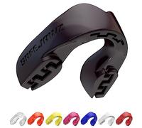 SAFEJAWZ Mouthguard Slim Fit, Adults and Junior Gum Shield with Case for Boxing, MMA, Rugby, Martial Arts, Judo, Karate, Hockey and All Contact Sports (Junior (<11 Years), Black)
