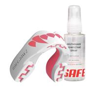 SAFEJAWZ Pink Fangz Sports Mouthguard, Case and Cleaner Spray 50ml Bundle