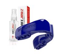 SAFEJAWZ Sports Mouthguard/Gum Shield, Case and Cleaner Spray 50ml Bundle for Rugby, Boxing, Martial Arts, Lacrosse and All Contact Sports - Adults and Junior (Blue, Junior (<11))