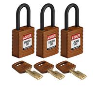 SafeKey Lockout Padlock Nylon Brown 1.5" Plastic Shkl, Pack of 3