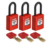 SafeKey Lockout Padlock Nylon Red 1.5" Plastic Shkl, Pack of 3