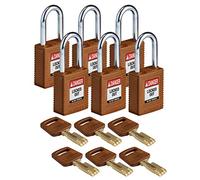 SafeKey Nylon Padlock, 38mm x 84mm x 19mm, Brown, Pack of 6