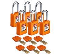 SafeKey Nylon Padlock, 38mm x 84mm x 19mm, Orange, Pack of 6