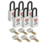 SafeKey Nylon Padlock, 38mm x 84mm x 19mm, White, Pack of 6