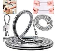 Safekom 2 Meter Stainless Steel Replacement Flexible Bathroom Bath Shower Hose Pipe Head Handheld with Clear Plastic Washers Set 2M