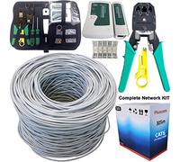 Safekom 305M Premium RJ45 Cat6 Network Kit Ethernet Internet UTP Gigabit Roll Lead RJ11 RJ12 Crimping Stripper Punchdown Plier Cable Tester Wire Tool Set Oubao Stripper 10x Connector End + Pouch