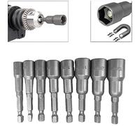 Safekom 8pc 1/4" Hex Magnetic Nut Driver Socket Set Metric Impact Drill Bits 6 to 13mm Adapter