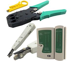Safekom RJ45 Crimping Tool Cable Tester Punch Down Tool RJ45 RJ11 RJ12 Cat5 Cat5e Cat6 Ca6e Cat7 Crimping Crimper Wire Stripper Stripping Cutter Tools Kit Networking Ethernet Internet Telephone Cables
