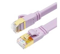 Safekom White Rj45 Cat 7 Ethernet Cable, High-speed 10gbp 600mhz Gigabit Cat7 Internet Network Flat Ethernet Cable, Internet Cable STP Compatible with PC, Modem, Router, Smart TV (PURPLE, 5 METERS)