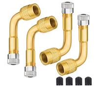 SAFELIFE Valve Stem Extenders 4 Pack, 90 Degree Schrader Tire Valve Extension, Compatible for Dually Wheels Passenger Cars,RV,Stroller,Bicycles,Motorcycles and Trailers Silver