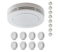 Safeliveo Smoke Detector, Autonomous Fire Alarm, 10 Year Battery, No LED Flashing, Silence Function, 85 dB, with Adhesive Pads, Conforms to EN 14604, 8 Pieces