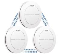 Safeliveo Wireless Interlinked Smoke Alarm for Home with 10 Year Battery Connect Up to 30 Smoke/Carbon Monoxide Detector Detector Interconnected Fire Alarm No Flashing LED for Home 3Pack