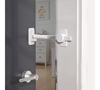 SAFELON Baby Safety Door Finger Pinch Guard, Door Lock & Door Stopper for Kids & Pets, Convenient Cats Entry, Adjustable Door Latch for Dogs No More Pet Gates (White) (1)