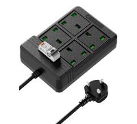 SAFEMORE RCBO Extension Lead | 4 Gang Heavy Duty Power Strip with 30mA RCD & Overload Protection | 3M Cable | for Garage, Workshop, Pool Pump | Black