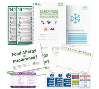 Safer Food Better Business 2025 Caterers Pack with Fridge Temperature Records,Allergen Posters & Labels and Kitchen Safety Signs Food Hygiene Compliance Training Kit
